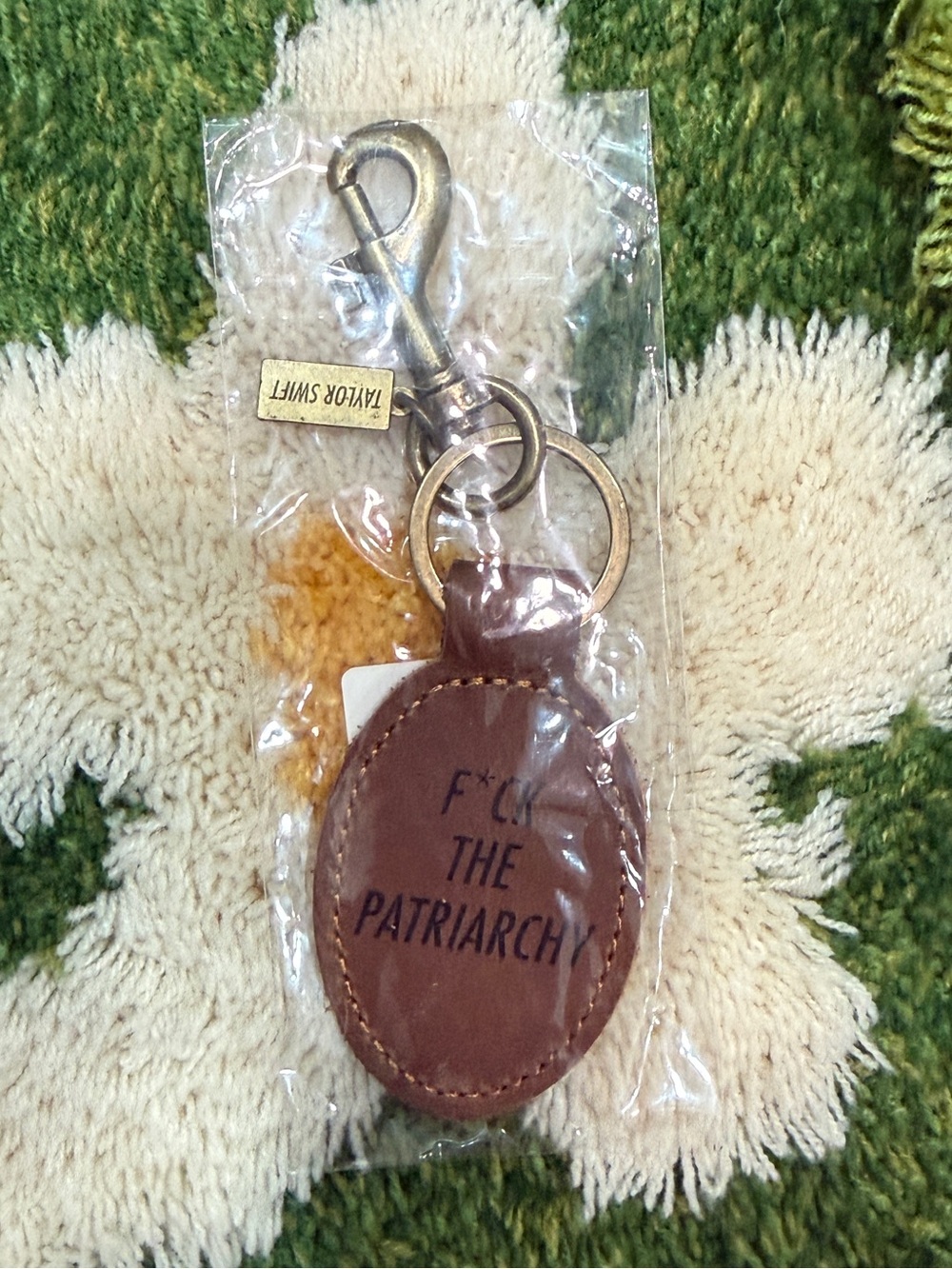 RARE New Taylor Swift F the Patriarchy Keychain Leather Brown Red All too Well